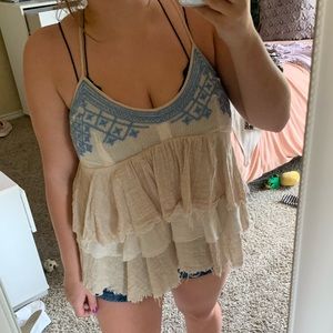 Cream ruffle top